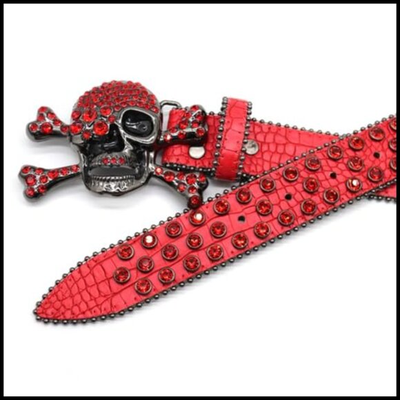 Rhinestone Skull Belt Studded Punk Western Cowgirl Eco-friendly Leather main image 4